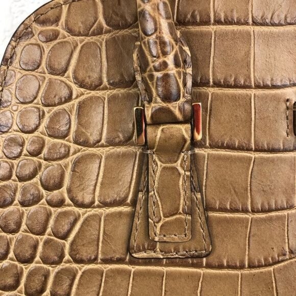 Michael Kors Gia Crocodile Embossed Leather Satchel in Barley - Picture 11 of 16